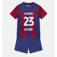 Dětský Fotbalový dres Barcelona Jules Kounde #23 2023-24 Domácí Krátký Rukáv (+ trenýrky)